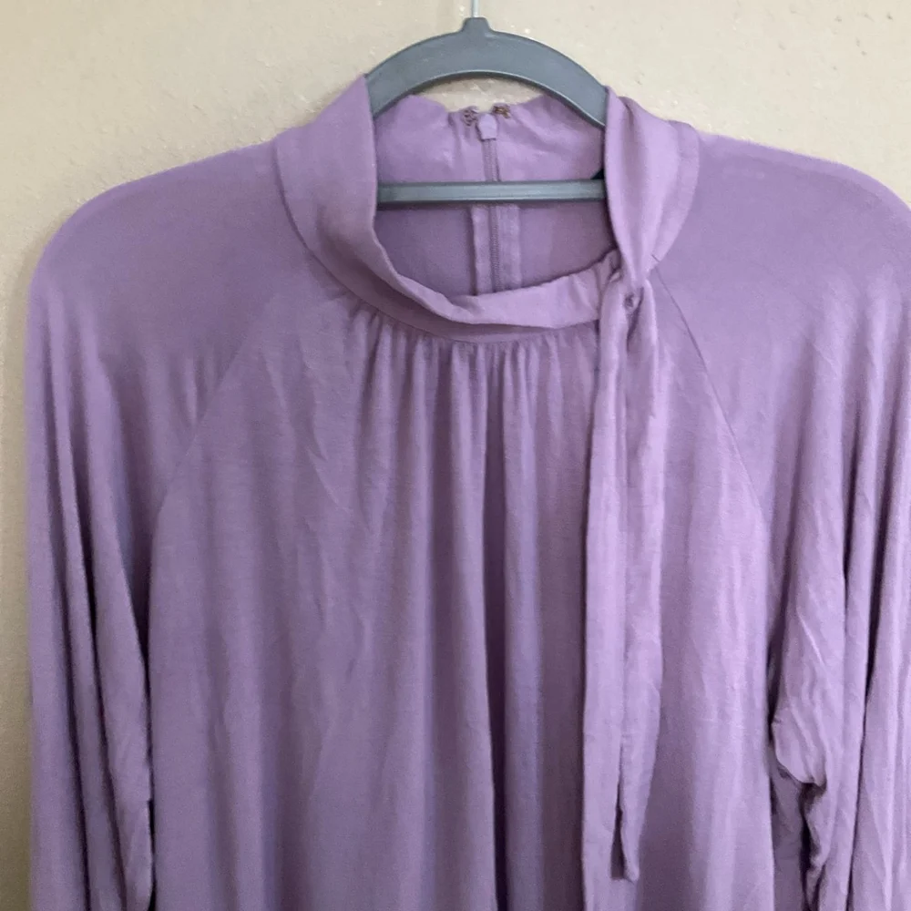 Lauren Ralph Lauren Lilac Long Sleeve Tie Neck Blouse Womens XL Classy Preppy - Picture 5 of 9